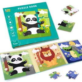 Magnetic Puzzles for Kids Ages 3 4 5, Advanced Version 9-12-16 Piece Animal Wooden Jigsaw Puzzles Book for Toddlers, Travel Games, Preschool Educational Learning Toys for 3 4 5 Year old Boys and Girls