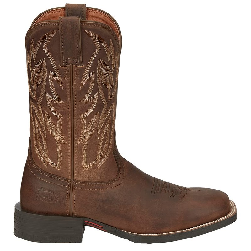 Justin Men's Canter 11" Square Toe Western Boot, Dusky Brown