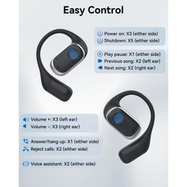 SANOTO Open Ear Headphones Bluetooth 5.3, Open Ear Buds Wireless Bluetooth Earbuds with Earhooks, IPX6 Waterproof, Sports Earbuds with 30H Playtime, Long-Lasting Comfort,Suitable for Sports, Driving