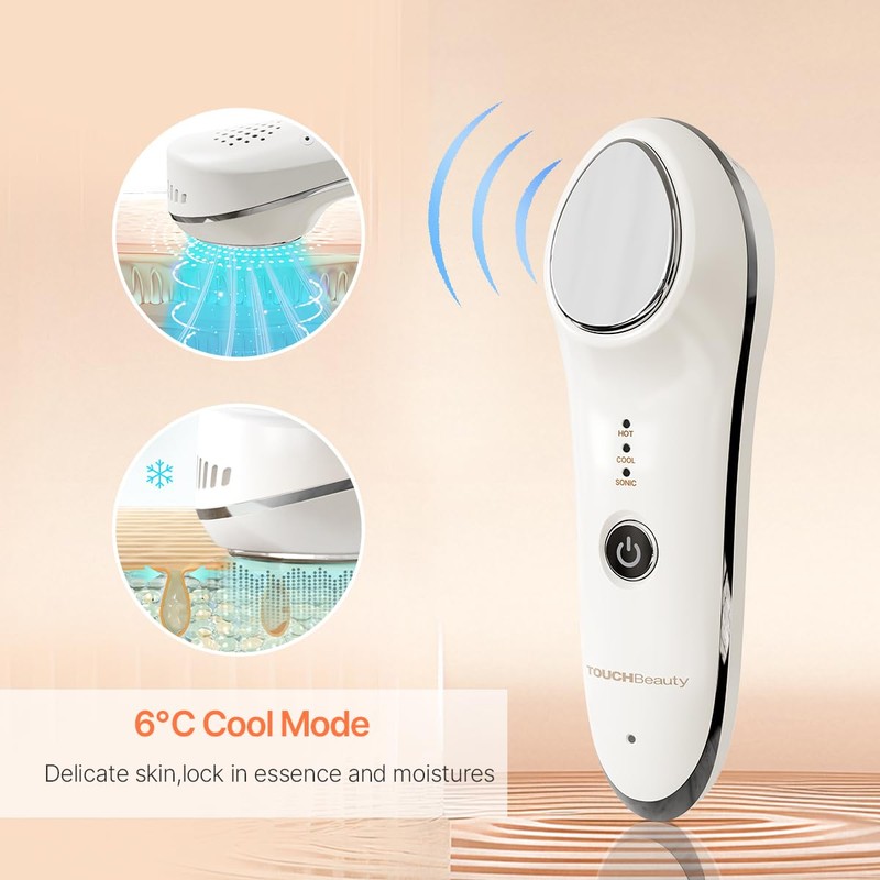 TOUCHBeauty Hot & Cold Facial Massager - Handheld Vibration Skin