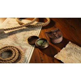 Antiqued Brass Poem Compass with Brown Leather Case Free Rustic Vintage Home Decor Gifts