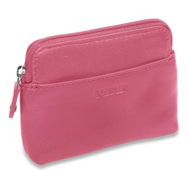 Real Leather RFID Zip Top Purse – Women's Luxury Card, Coin & Key Holder | Mini Cosmetic Pouch for Travel & Everyday Use | SADDLER - Magenta