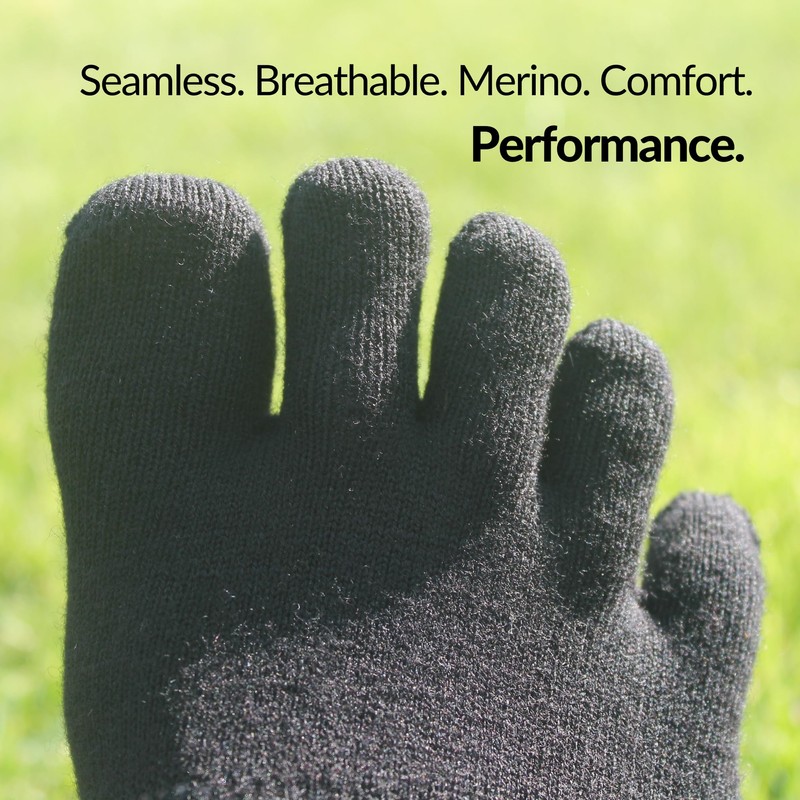 Wool Toe Socks, Quarter Crew Length Running & Hiking, Unisex