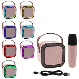 Lesser & Pavey Kids Karaoke Machine 2 Microphones For Play & Singing | Mini Microphone Toys for Boys & Girls Birthday Presents | Musical Karaoke Microphones for Entertainment & Gifts - Pink