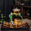 Chinese Gongfu Tea Set Magnetic Glass Teapot with Infuser,6 cups,Semi