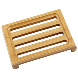 Luckious Bamboo Soap Dish Holder - Eco-Friendly Natural Wooden Soap Holder with Drainage for Shower, Bathroom, Kitchen, Sponges Storage (11 * 8.2 * 2CM)