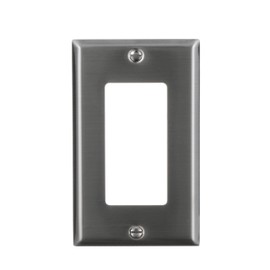 EATON Wiring 93401 Standard Size Stainless Steel 1-Gang Decorator Wallplate, Satin Brush Finish