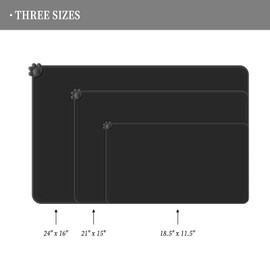 Reopet Silicone Dog Cat Bowl Mat Non-Stick Food Pad Water Cushion Waterproof (24"x 16", Black)