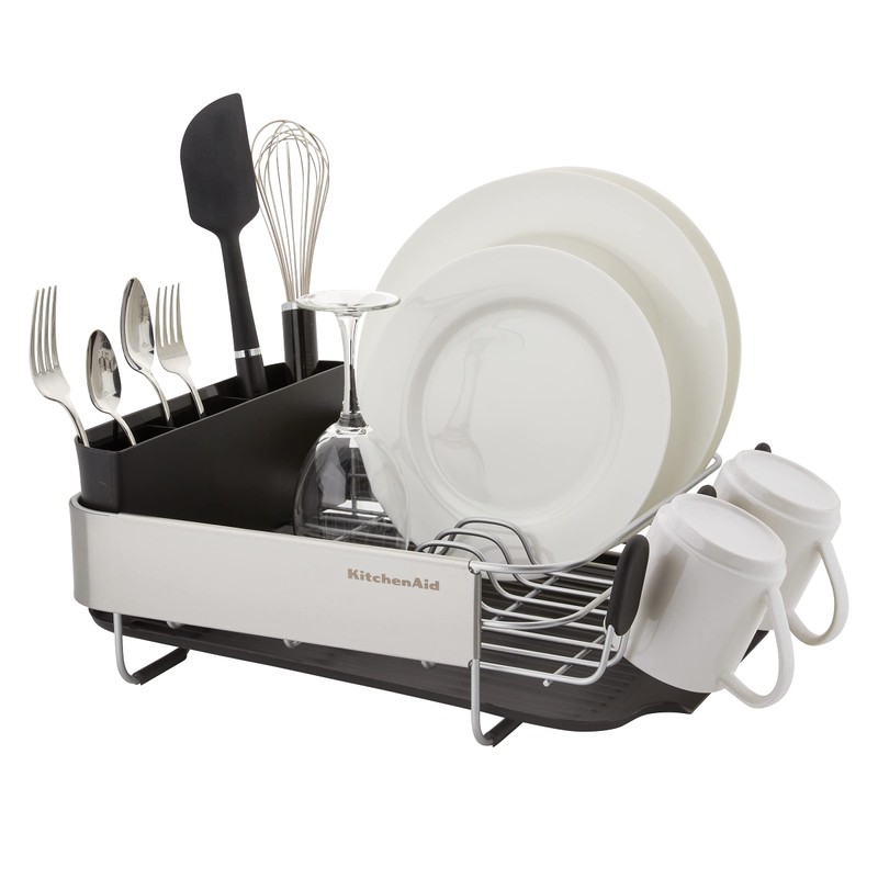 KitchenAid Compact, Space Saving Rust Resistant Dish Rack with Removable