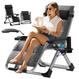H&ZT Zero Gravity Chair, Adjustable Reclining Lounge Chair With Cushion&Headre