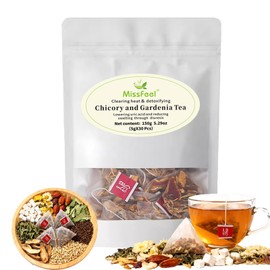 Chicory and Gardenia Tea, Liver and Kidney Detox, Nine Organic Herbal Ingredients, Sugar & Caffeine Free Chinese Herbal Tea with Chicory, Gardenia, Dandelion Root for Wellness 150g(5g*30 Packs）