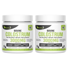 VITINITY Grass Fed Bovine Colostrum Powder for Humans 3000 mg - Natural IgG Colostrum Supplement Gut Health, Immune Support, Muscle Recovery, Wellness | Pure Colostrum Superfood,Unflavored 2 Pack