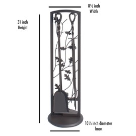 Panacea Fireplace Tool Set 5 Piece, Oak Leaf 30", Colonial Brown