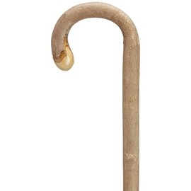 Walking Cane - Men's Crook Bulb Nose Genuine White ash Cane with Natural bark and Naturally Tapered Shaft, 36" Long with Rubber tip