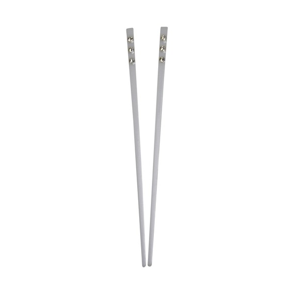 Set of 2 Hair Sticks with 3 Diamonds Chopsticks - White