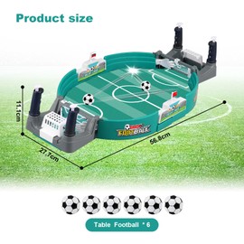 Interactive Table Foot Ball Game, Desktop Toy Table Football Kit, Mini Table Football with 6 Foot Balls, Indoor 2 Player Party Table Football Toy Gift for Children Adults