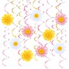 24 PCS Daisy Hanging Swirls Decorations, Daisy Flower Hanging Swirls,