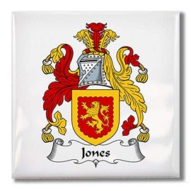 Carpe Diem Designs Jones-Wales Family Crest/Coat of Arms Ceramic Tile for Coaster, Hot Plate, Trivet or Decorative Accent