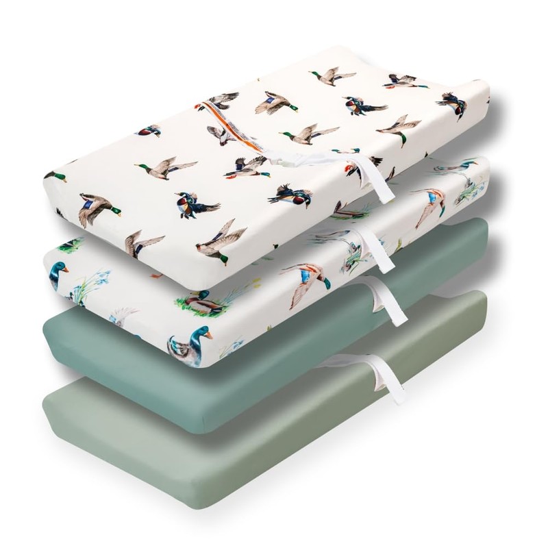 4 Pack Mallard Duck Baby Changing Pad Covers Neutral Unisex