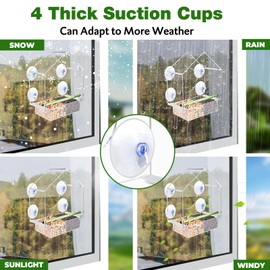 EAONE Clear Window Bird Feeder, Transparent Acrylic Window Bird Feeders for Outside with 4 Strong Suction Cup, Wild Bird House Watching Gift