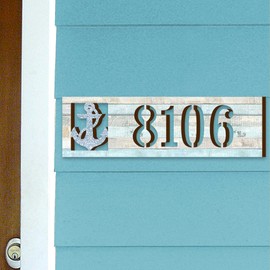 Anchor Wooden House Number Plaque | Address sign | Address House Numbers | Coastal Door Numbers Sign | Custom Home Address Sign MA989811