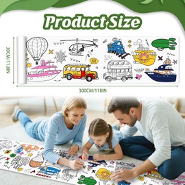 Nicime 118 * 11.8inch Transportation Coloring Roll, DIY Drawing Roll for Kid, Children Painting Paper for Classroom Home Wall Supplies Favor