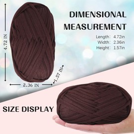 4 PCS T-Shirt Yarn Elastic Fabric Crochet Cloth Yarn for DIY Knitting, Spaghetti Yarn Thick Knitting Yarn for Hand DIY Bag Blanket Cushion Crocheting Projects,Home Decor(Coffee)