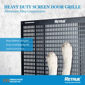 RETRUE RV Screen Door Grille Adjusts from 22" to 31.5" Aluminum Alloy Entry Screen Door Protector Guard for Dogs Inside RV Travel Trailer Camper Pets Kids Safe, Black