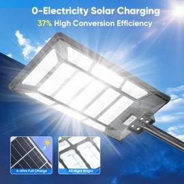 6000W Solar Street Lights Outdoor 600000LM 1028 Beads Commercial Parking Lot Lights Dusk to Dawn Waterproof Solar Security Flood Lights with Motion Sensor and Remote for Road Yard Driveway