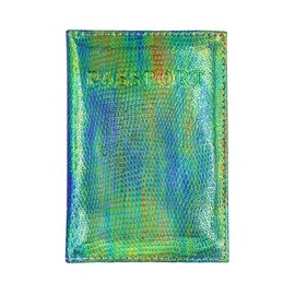 Holographic Metallic Passport Holder Waterproof Leather Passport Cover Card Case Travel Wallet for Kids Teens Adults