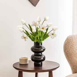 White Tulips Artificial Flowers 15 Pcs Fake Faux Tulips Real Touch Tulip Flowers with Stems Easter Spring Flowers for Arrangements Bouquet Wedding Mother's Day Home Centerpieces Table Decor