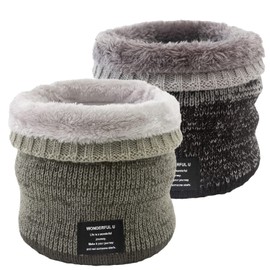 lifwimner Pack of 2 Scarf Winter Neck Tube Men's Ski Tube Scarf Neck Warmer Face Scarf Fleece Loop Scarf for Men Women Activities Warm Neck Warmer Sports, Grey khaki