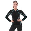 GoldFin Womens Wetsuit Top, 2mm Neoprene Wetsuit Jacket Ladies Long Sleeve for Water Aerobics Diving Surfing Kayaking (Update Black/Stripes, XS)