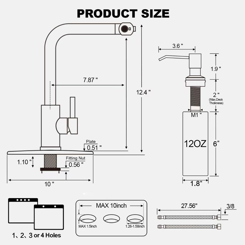 AVSIILE Brushed Gold Waterfall Kitchen Faucets with Pull Down Sprayer