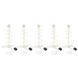 AW Munchkin 5 Pack 2ft LED Spiral Tree Light with Star Topper Metal Stakes Battery Indoor Outdoor Holiday Party Event Decor Warm White