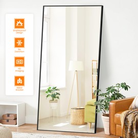 TRAHOME Full Length Mirror, 75"x35" Standing Floor Full Body Mirror for Wall with Aluminum Alloy Frame for Bedroom, Living Room, Dressing Room(Black)