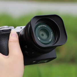 Haoge Lens Hood Metal Square Bayonet for Sony FE 40mm F2.5G FE 50mm F2.5G FE 24mm F2.8G Lens Hood with Metal Front Cap