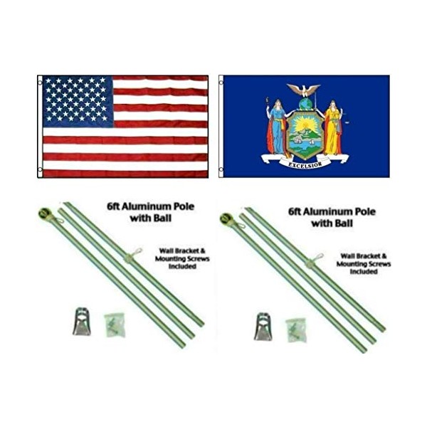AES 3x5 3'x5' USA American w/State of New York Flag