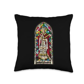 Saint Thomas Becket Stained Glass Throw Pillow