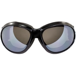 Global Vision Red Baron Motorcycle Biker Aviator Dirt Bike Goggles Black Padded Frame w/Mirrored Lens (Flash Mirror) (Flash Mirror)