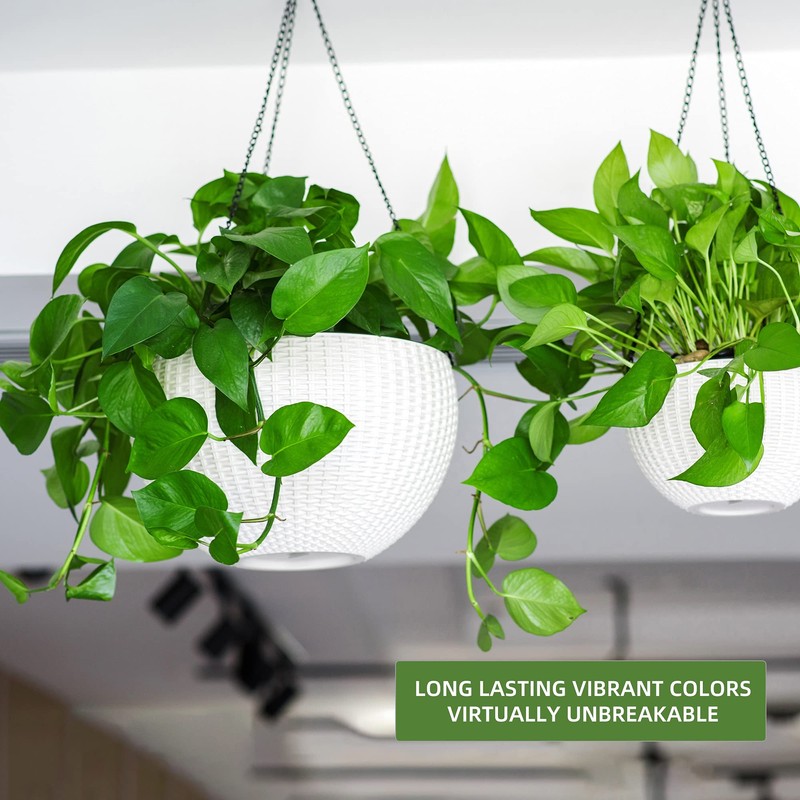 Dexceder 13.5 Inch Large Self Watering Hanging Planters Indoor Outdoor,