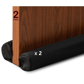 DreamQuil 2 Pack Door Darft Stopper Weather Stripping Bottom of Door Seal Dust and Noise Blocker Gap1.5 Inch Door Sweep Guard Insulation Adjustable 32-36 Inch (Black Woven)
