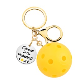 Pickleball Lover Gift Pickleball Bag Clip Keychain Queen/King of The Pickleball Court Keychain with Pickleball Charm(queen of the Pickleball Court K)