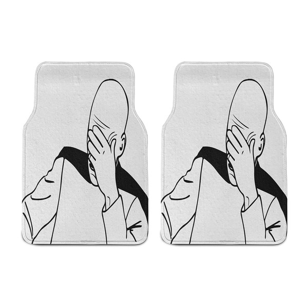 Ambesonne Humor Car Mat Set of 2, Laughing Man Face