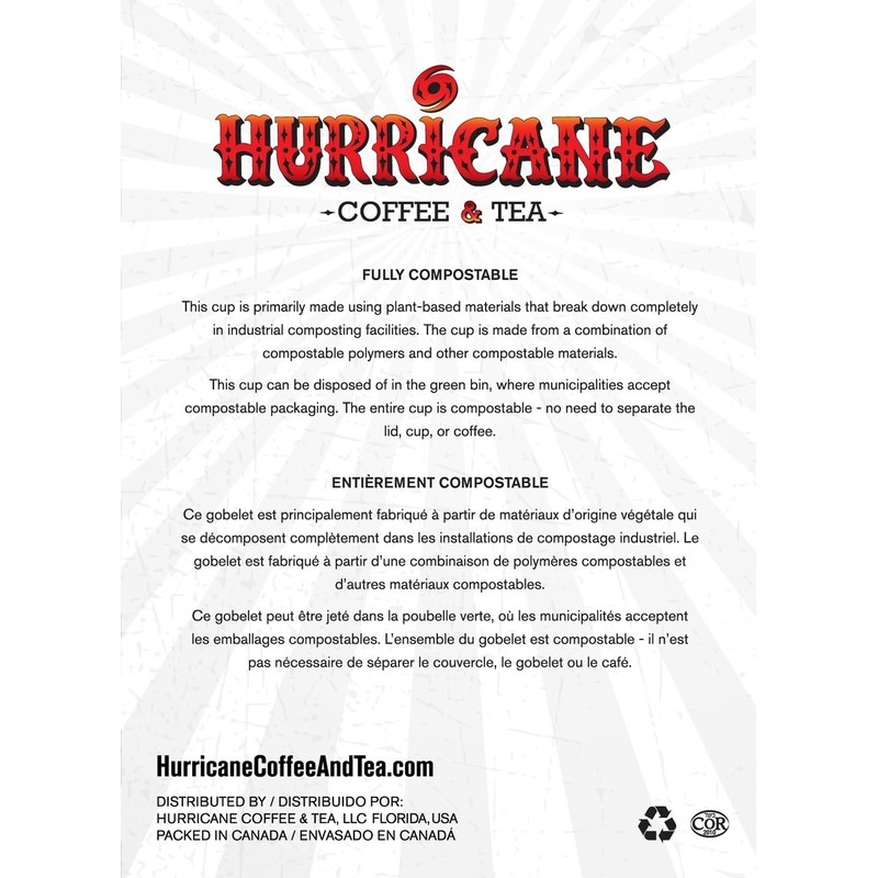 Hurricane Coffee Big Wave Medium Roast Coffee, Compostable Single Serve
