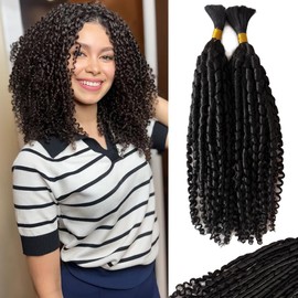 Belaved Human Braiding Hair Rose Wave Spring Curls Black 2 Bundles 100g Bulk Human Hair Extensions Knotless Spiral French Short Curly Pixy Bohemian No Weft 1B 30inch