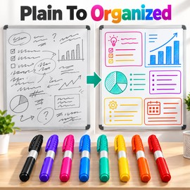 WP128AS 8-Color Dry Erase Markers for Whiteboards – Chisel Tip, Low-Odor Assorted Colors