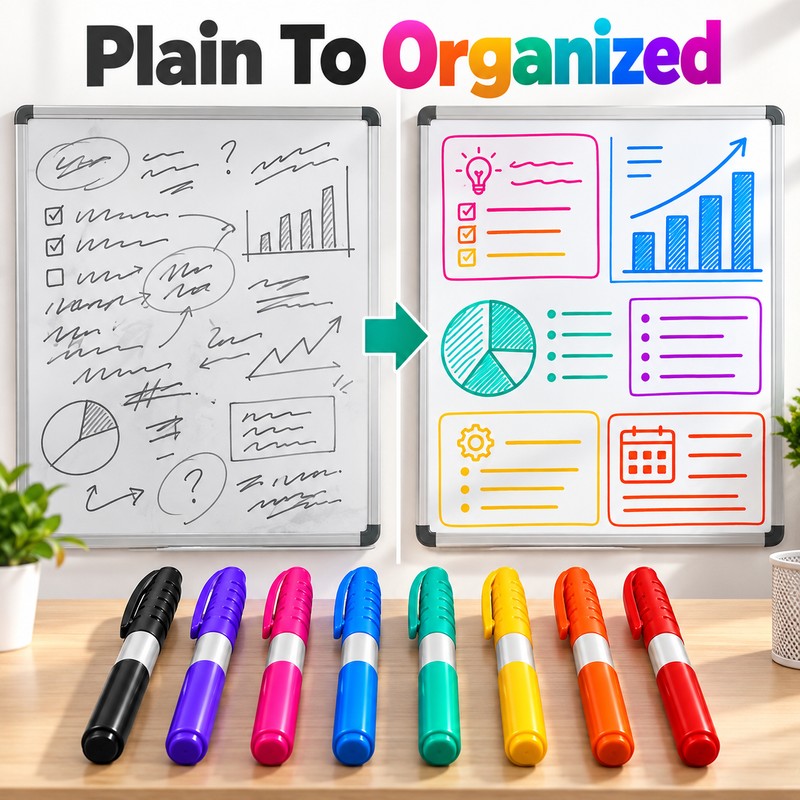 WP128AS 8-Color Dry Erase Markers for Whiteboards – Chisel Tip,