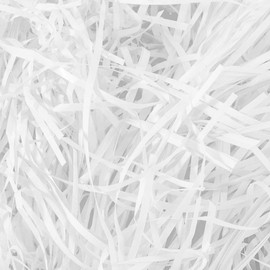 Cinvo 200 Grams Shredded Paper Shreds Confetti Raffia Tissue Paper Fine Cut Strands for Gift Box Decoration Packaging Filler Hamper Filling Stuffing Party Supplies Easter Holiday Decor(White)