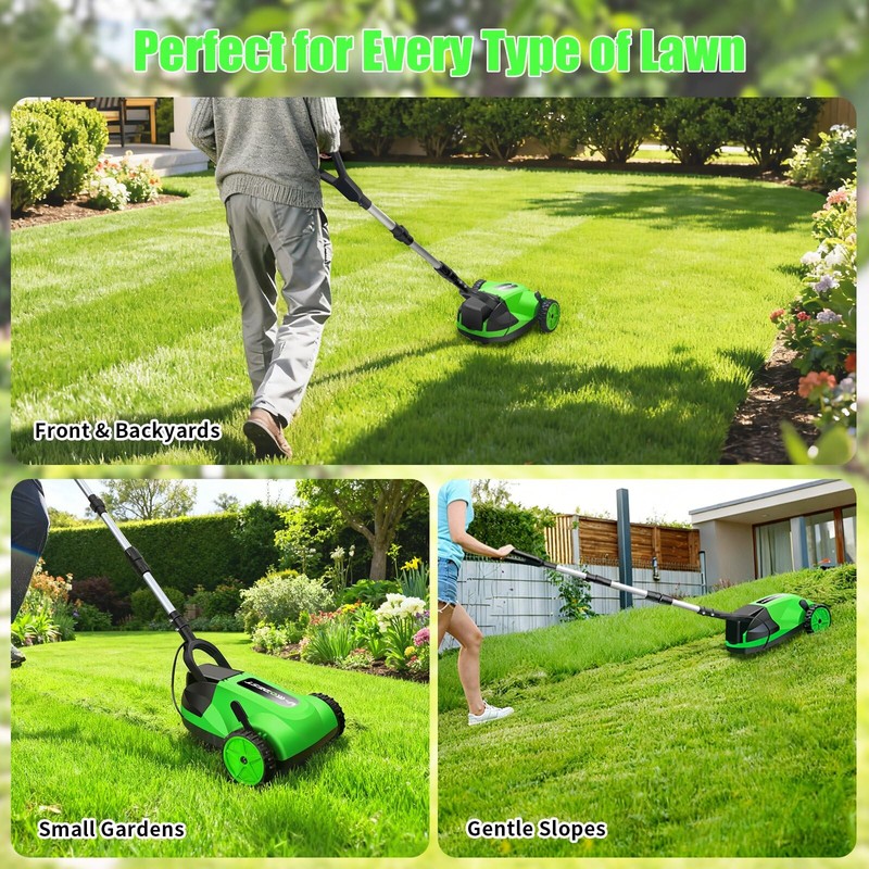 Small Electric Lawn Mower, Mini Cordless Lawn Mower with 2x4.0Ah